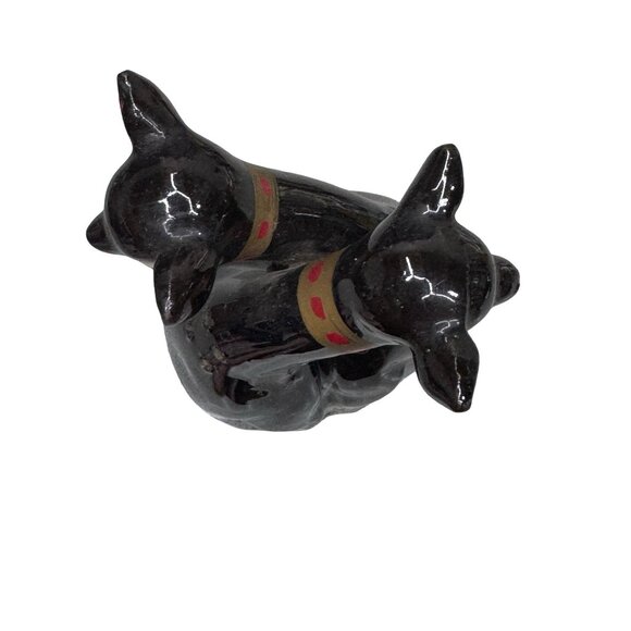Vintage Black Cat Ceramic Salt & Pepper Joined Shakers Double-Sided Mid-Century - Picture 8 of 8